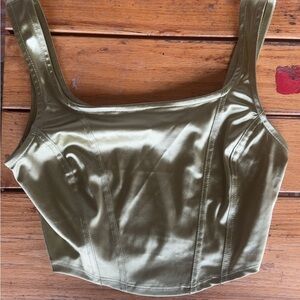 Olive Satin Crop Corset rave/club top